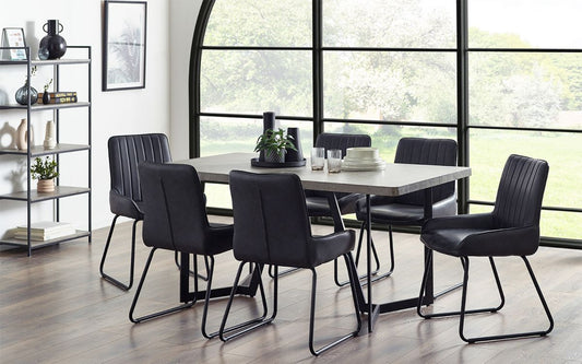 Miller Concrete Effect Dining Table & 6 Soho Chairs