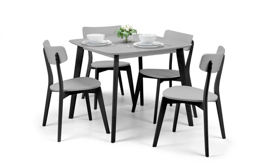 Casa Square Dining Table Grey & 4 Casa Dining Chairs Grey