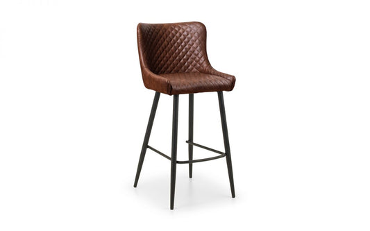 Luxe Faux Leather Bar Stool - Brown