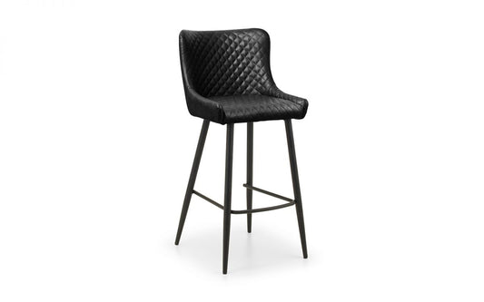 Luxe Faux Leather Bar Stool - Black