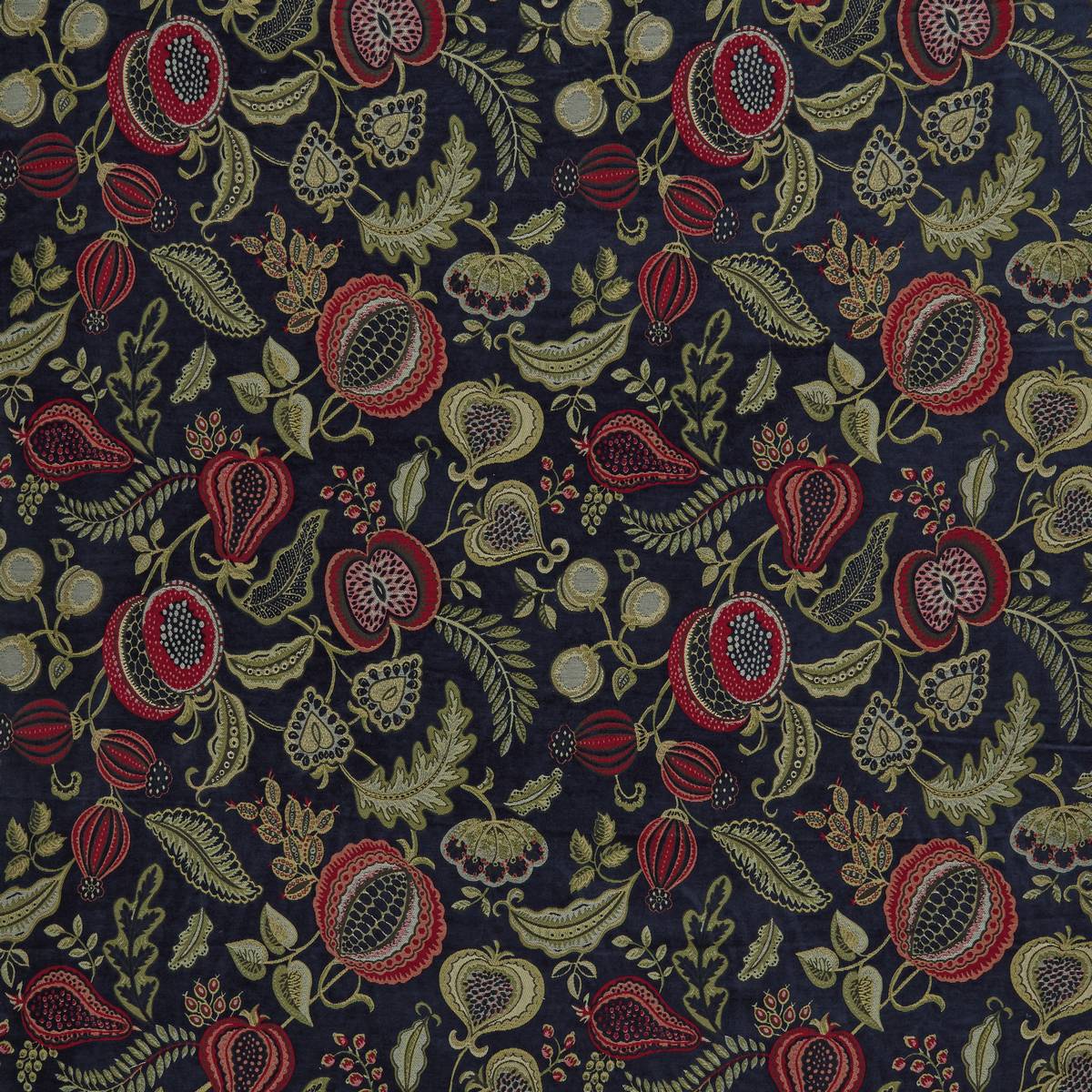 Summer Fruits Indigo Curtain