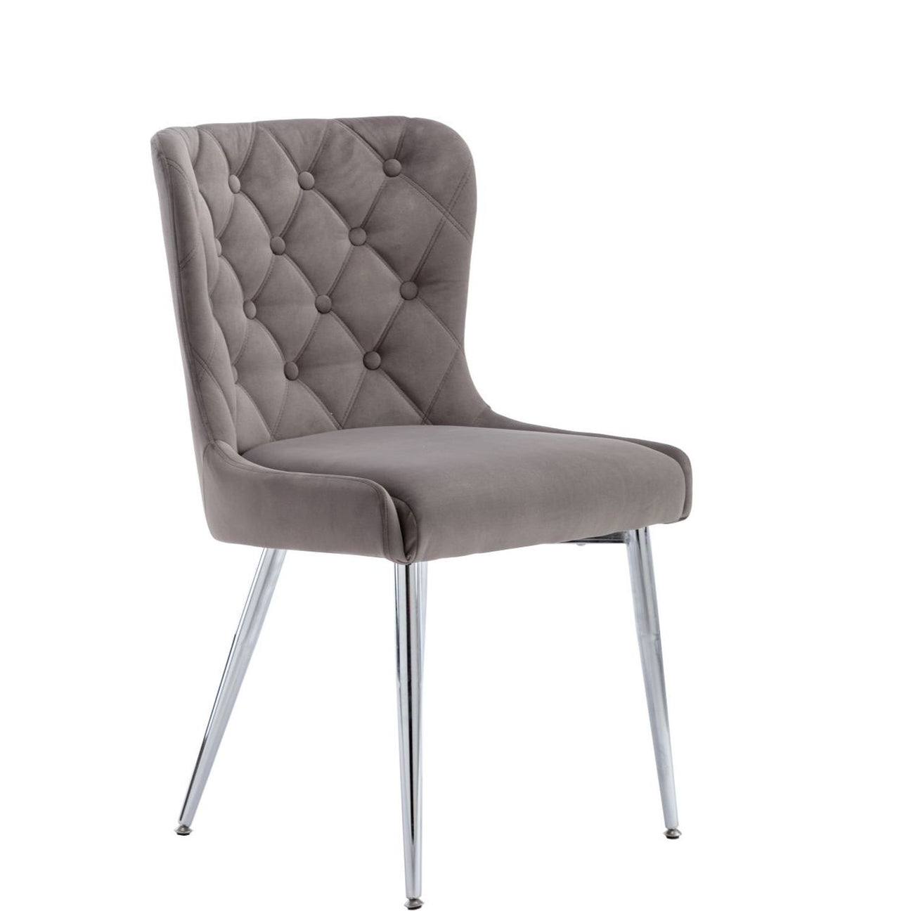 The Chair Collection Button Back Dining Chair - Grey Velvet