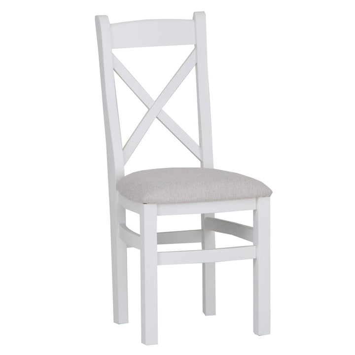 EA Dining White - Cross back chair fabric seat