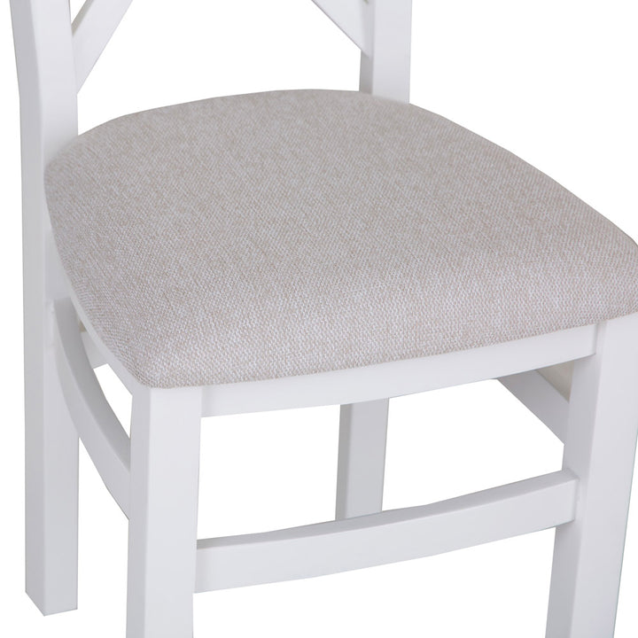 EA Dining White - Cross back chair fabric seat