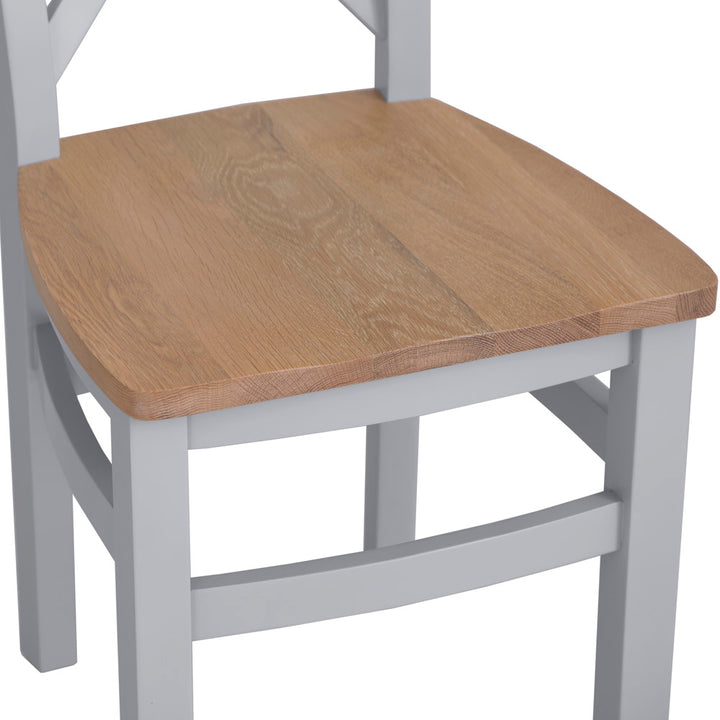 EA Dining Grey - Cross back chair wooden seat