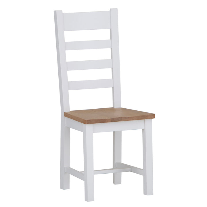 EA Dining White - Ladder back chair wooden seat
