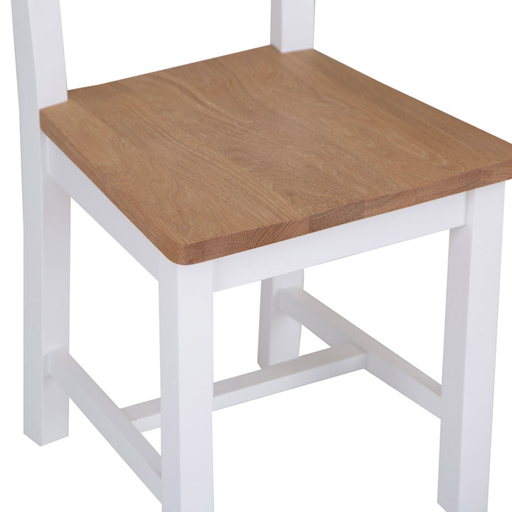 EA Dining White - Ladder back chair wooden seat