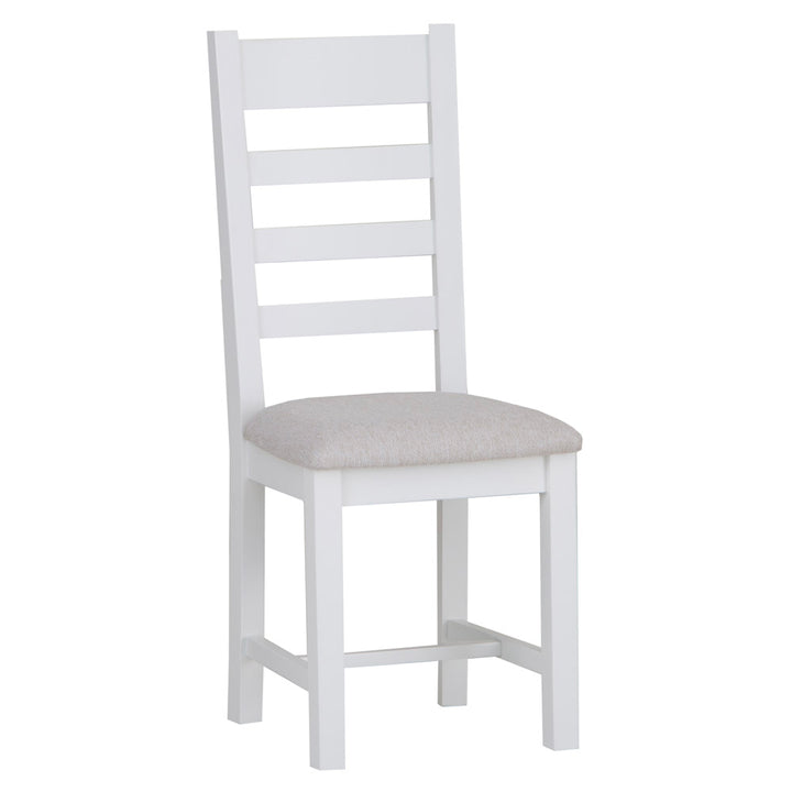 EA Dining White - Ladder back chair fabric seat