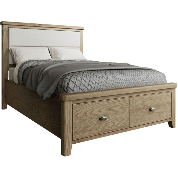 HO 4'6 Bed with Fabric Headboard and Drawer Footboard