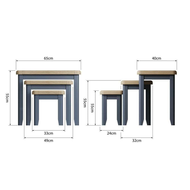 HOP Dining & Occasional Blue - Nest of 3 Tables