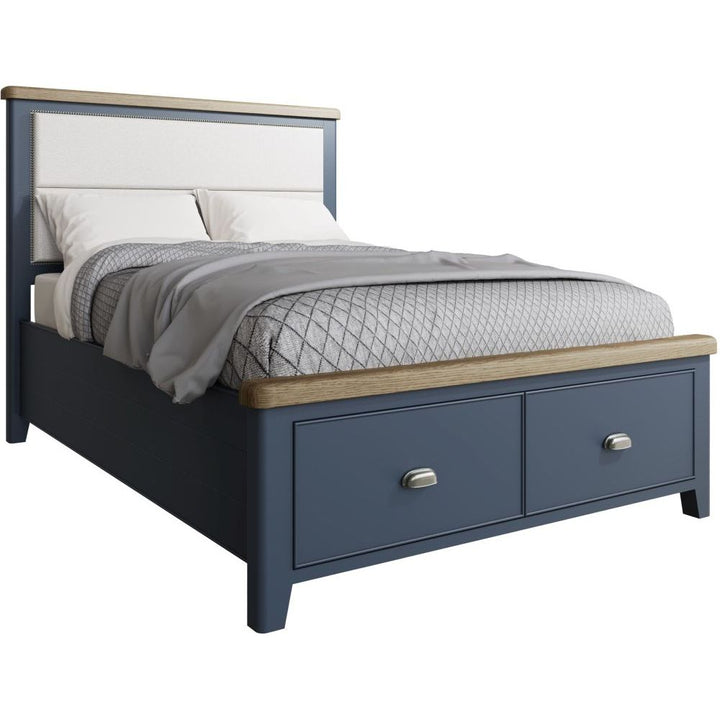 HOP 4'6 Bed with Fabric Headboard and Drawer Footboard