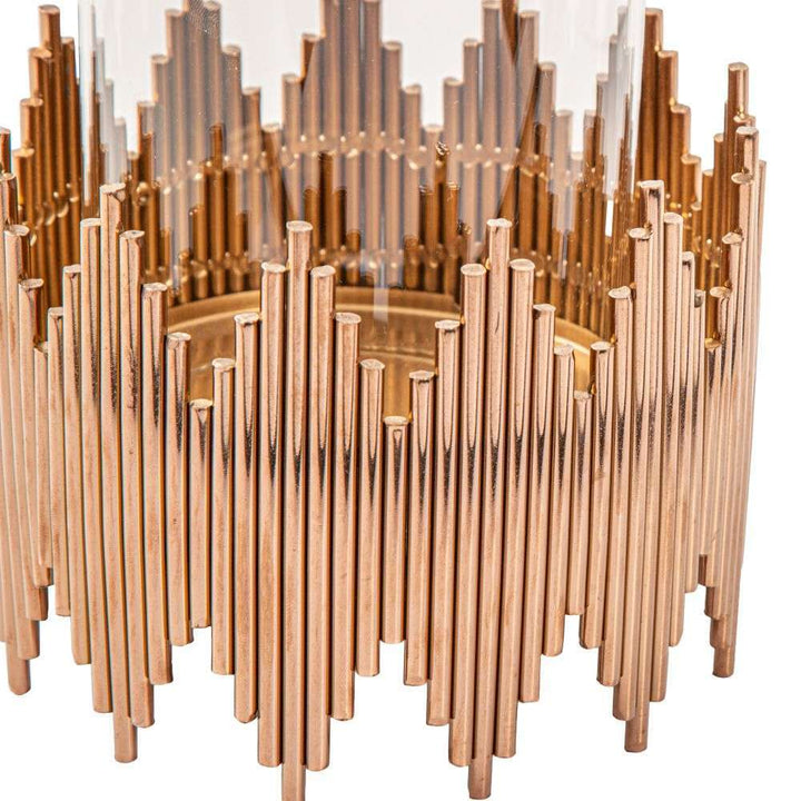 Mint Homeware - Rose Gold Plated & Glass Candle Holder - Large