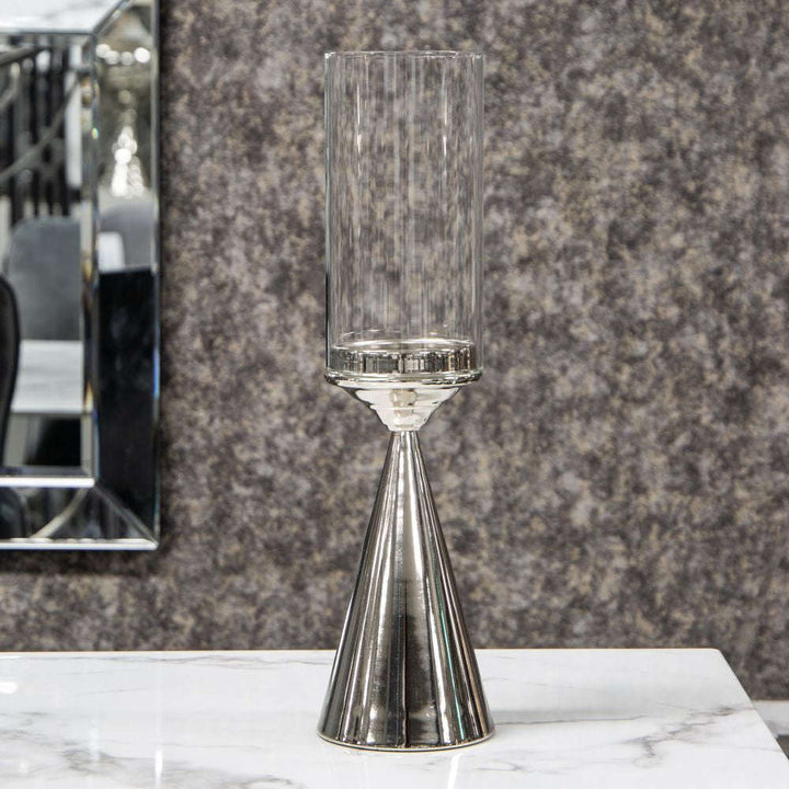 Mint Homeware - Nickel Plated & Clear Glass Candle Holder