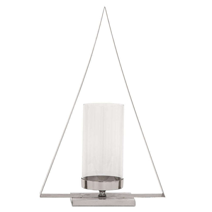 Mint Homeware - Triangle Nickel Plated & Glass Candle Holder - Medium