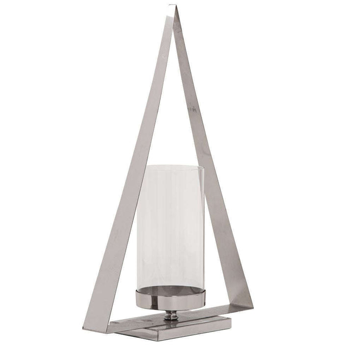 Mint Homeware - Triangle Nickel Plated & Glass Candle Holder - Medium