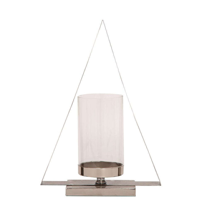 Mint Homeware - Triangle Nickel Plated & Glass Candle Holder - Large