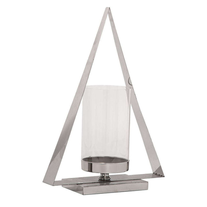 Mint Homeware - Triangle Nickel Plated & Glass Candle Holder - Large