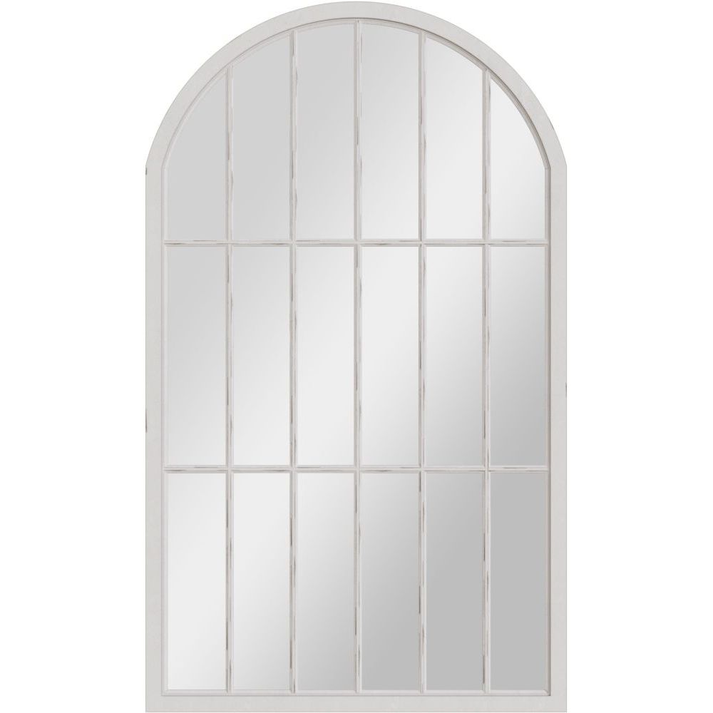 Mirror Collection - Large White Arched Window Mirror
