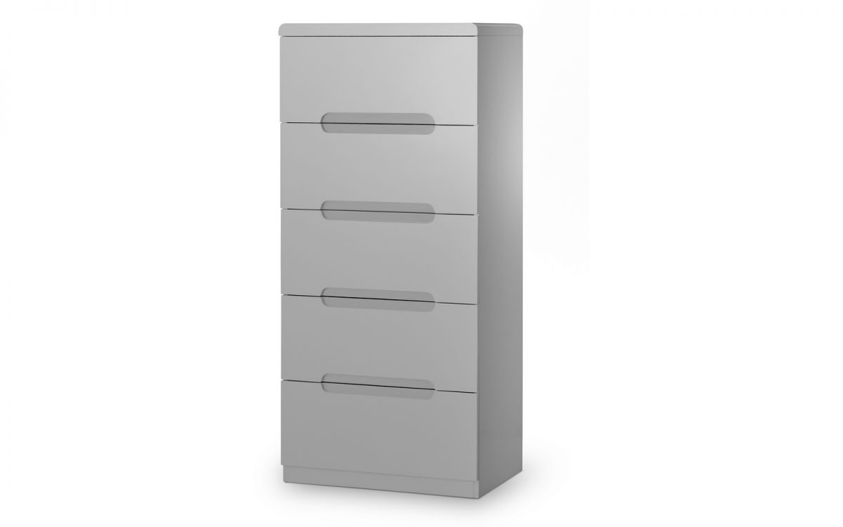 Manhattan 5 Drawer Narrow Chest - Grey