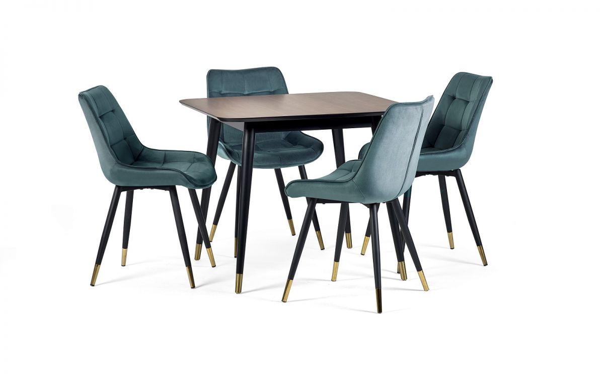 Findlay Rectangular Table & 4 Hadid Green Chairs