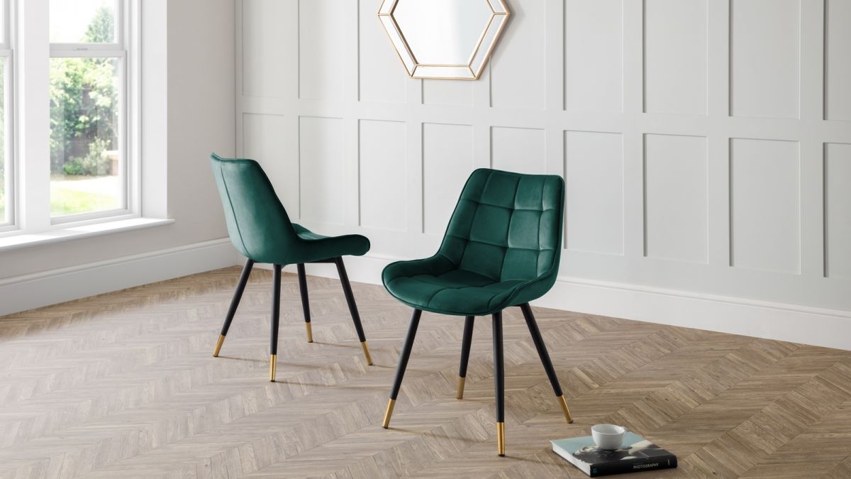 Findlay Rectangular Table & 4 Hadid Green Chairs