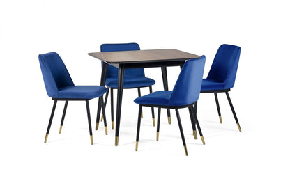 Findlay Rectangular Table & 4 Luxe Blue Chairs