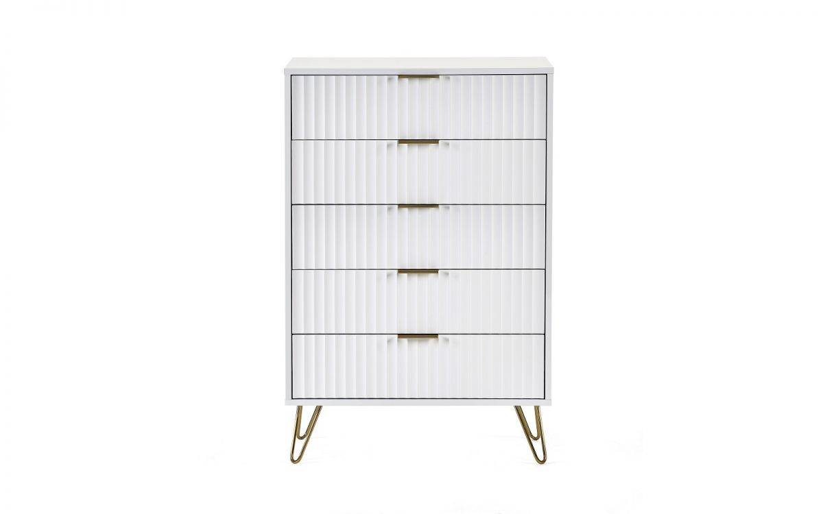 Murano 5 Drawer Chest - Matte White