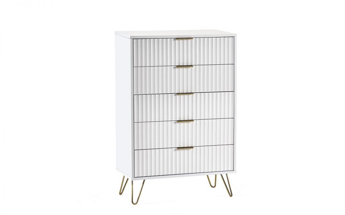 Murano 5 Drawer Chest - Matte White