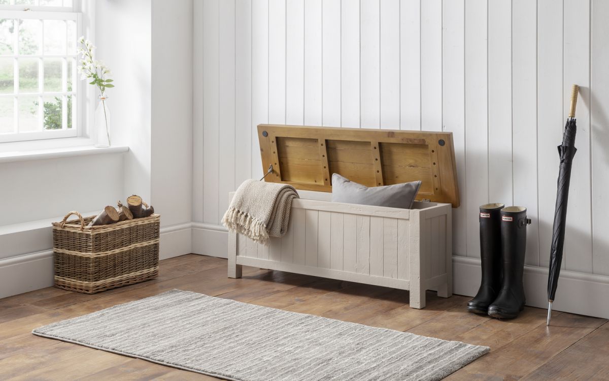 Aspen Storage Bench - Grey Wash