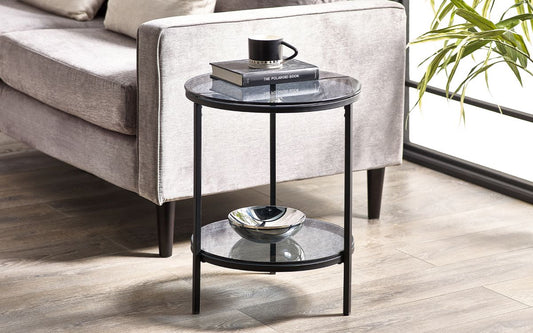 Chicago Circular Lamp Table - Smoked Glass