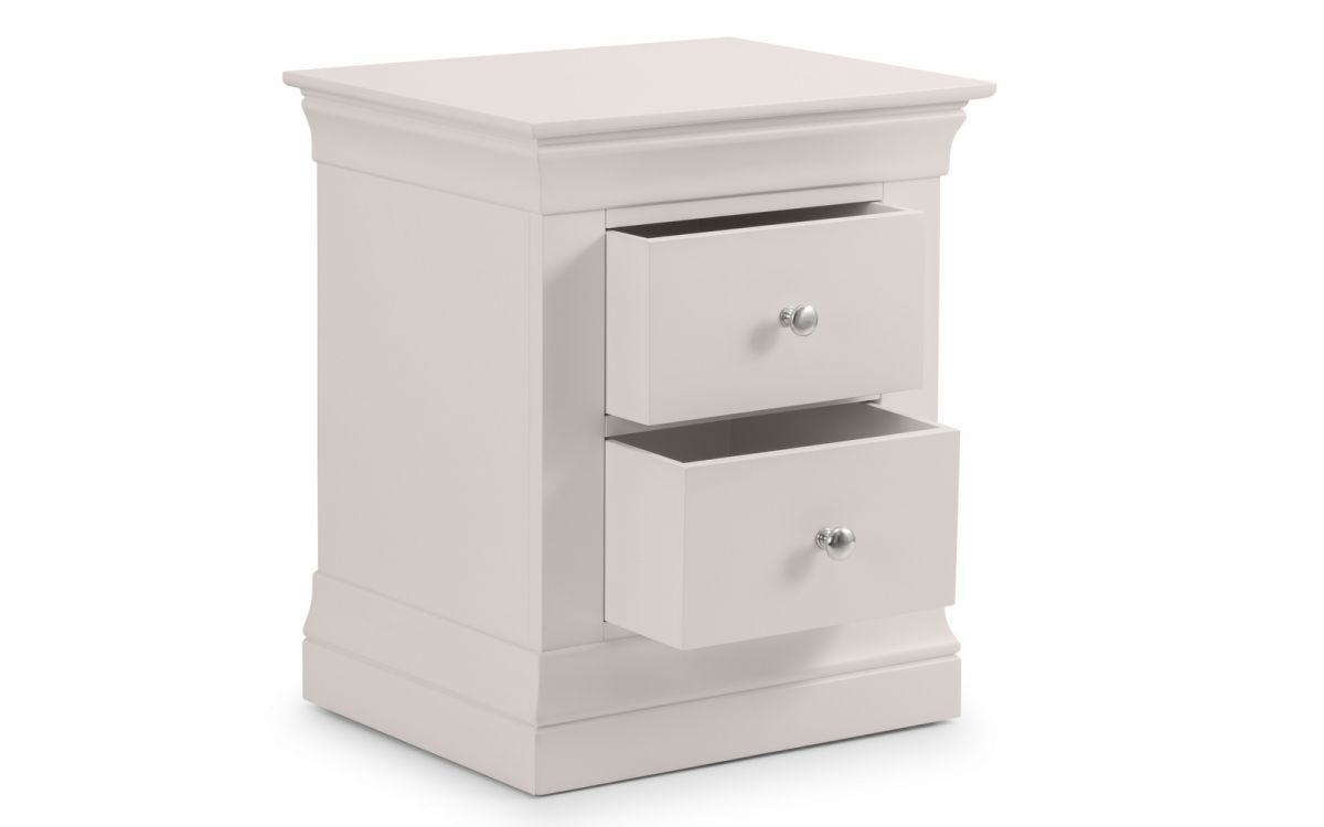 Clermont 2 Drawer Bedside - Light Grey