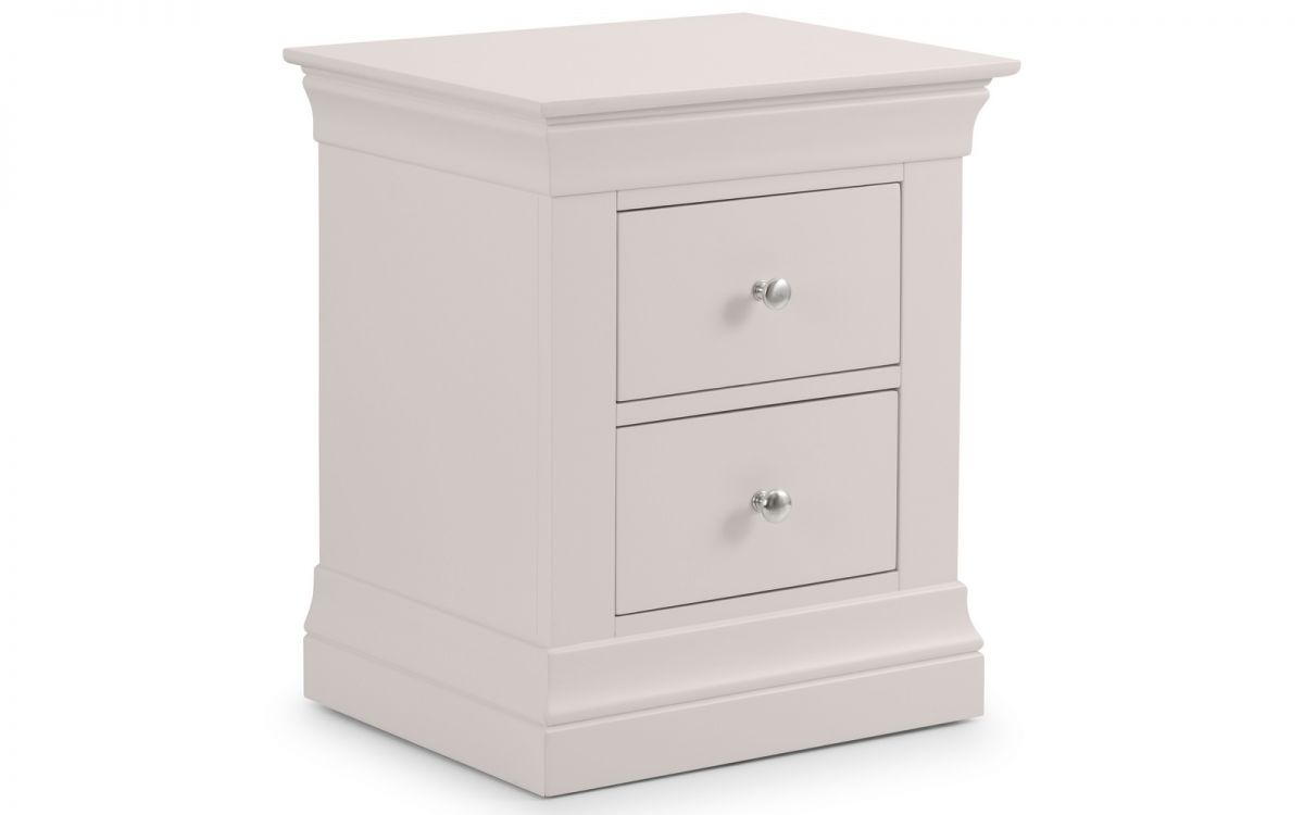 Clermont 2 Drawer Bedside - Light Grey