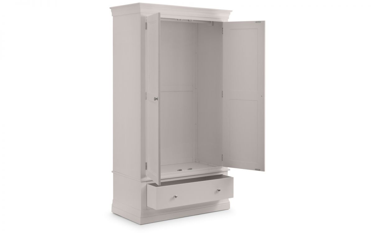 Clermont 2 Door 1 Drawer Wardrobe - Light Grey