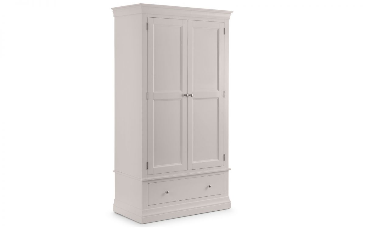 Clermont 2 Door 1 Drawer Wardrobe - Light Grey