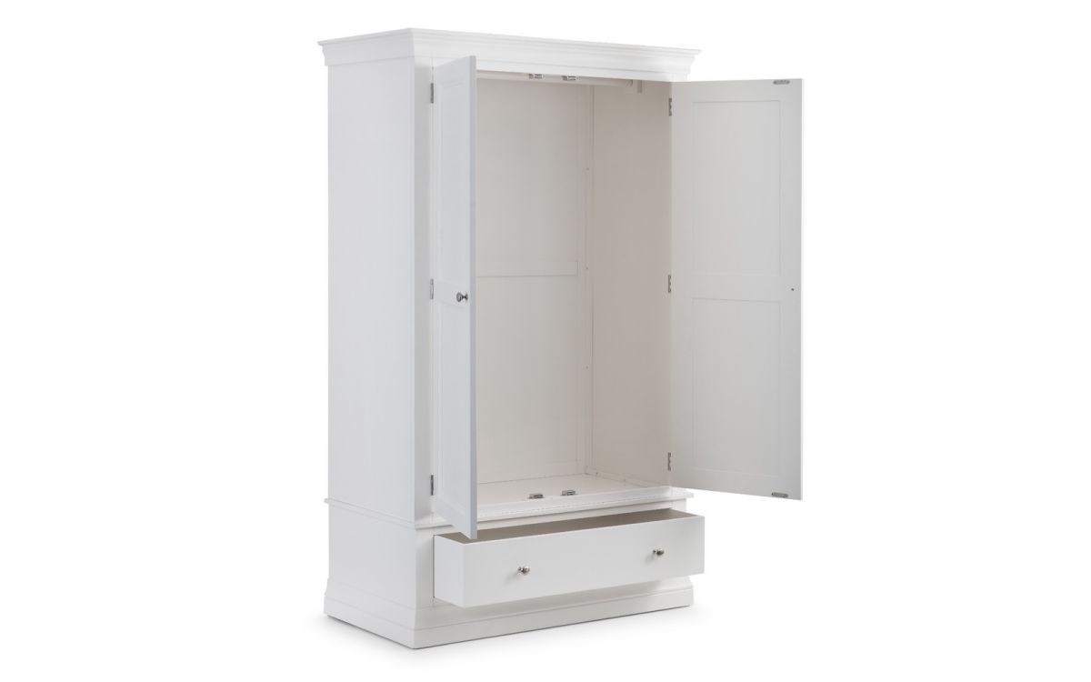 Clermont 2 Door 1 Drawer Wardrobe - White