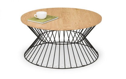 Jersey Round Wire Coffee Table - Oak