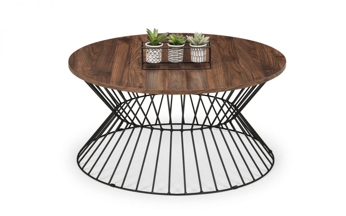 Jersey Round Wire Coffee Table - Walnut