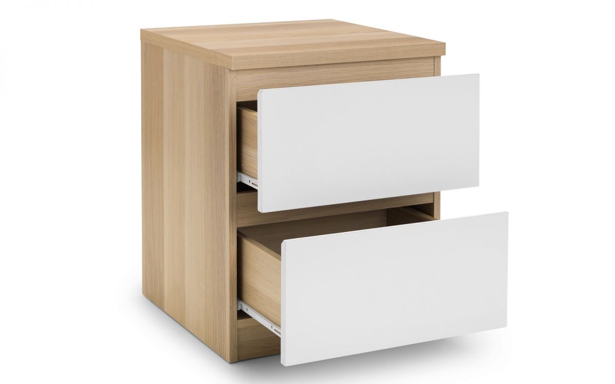 Jupiter 2 Drawer Bedside - White/Oak