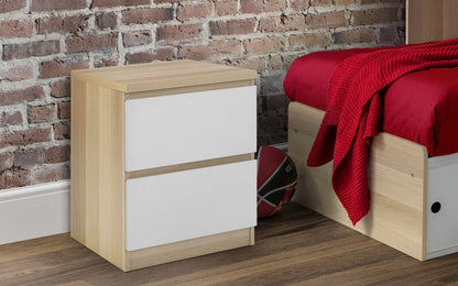 Jupiter 2 Drawer Bedside - White/Oak