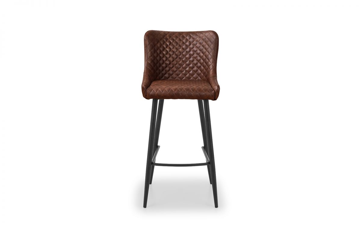 Luxe Faux Leather Bar Stool - Brown