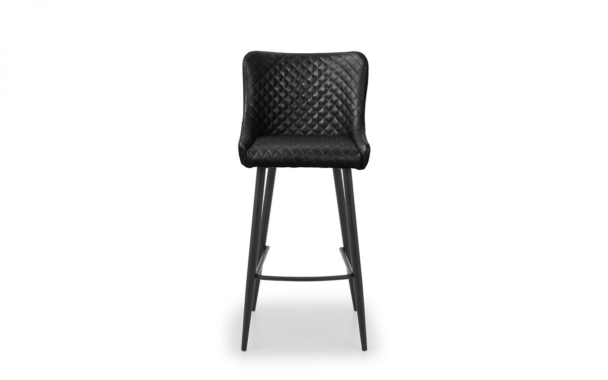 Luxe Faux Leather Bar Stool - Black