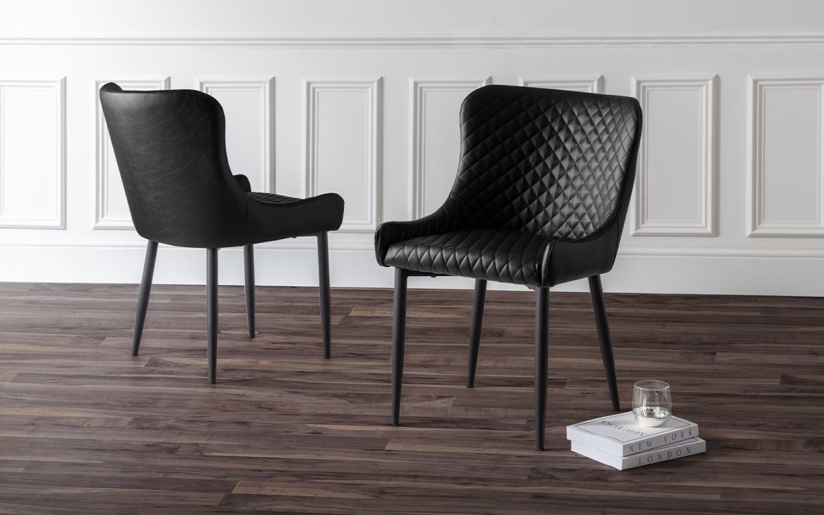 Luxe Faux Leather Dining Chair - Black