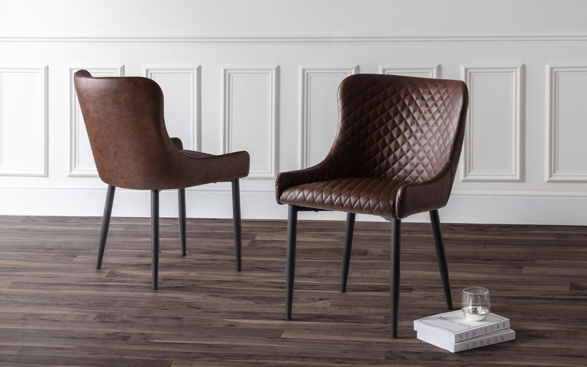 Luxe Faux Leather Dining Chair - Brown