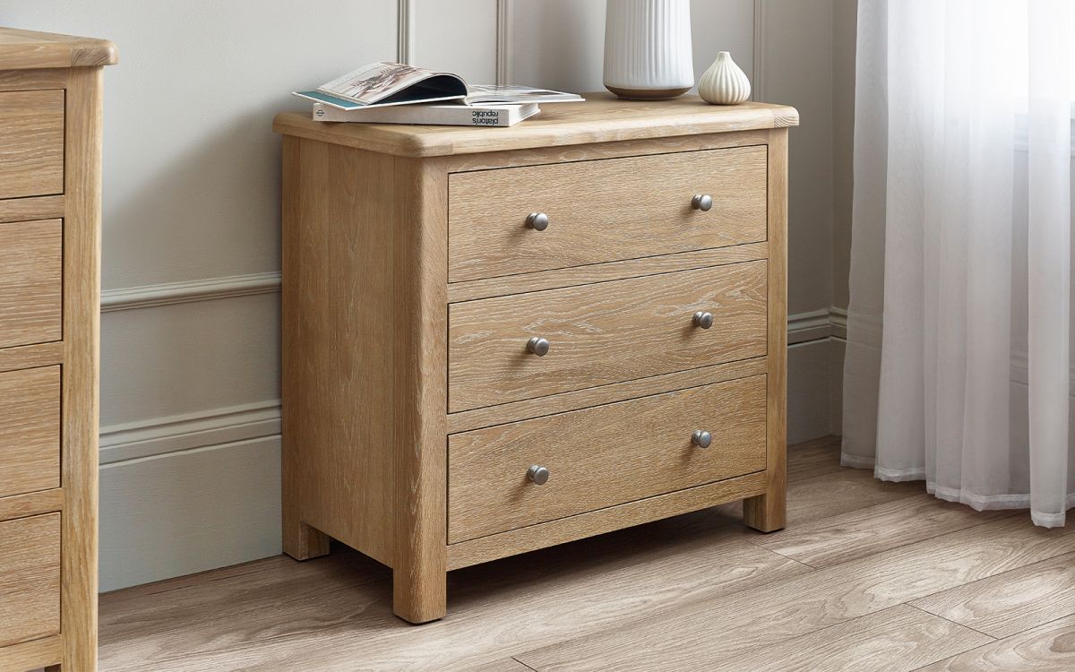 Memphis Limed Oak 3 Drawer Chest