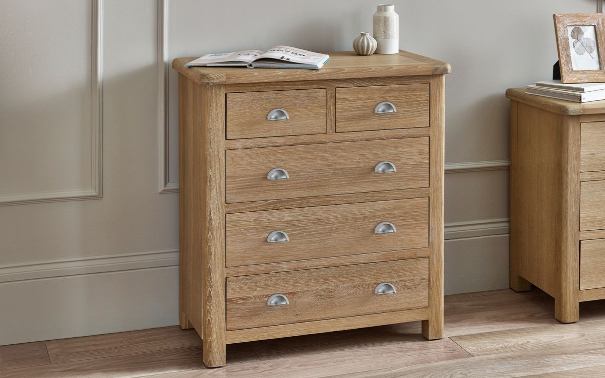 Memphis Limed Oak 3 + 2 Drawer Chest