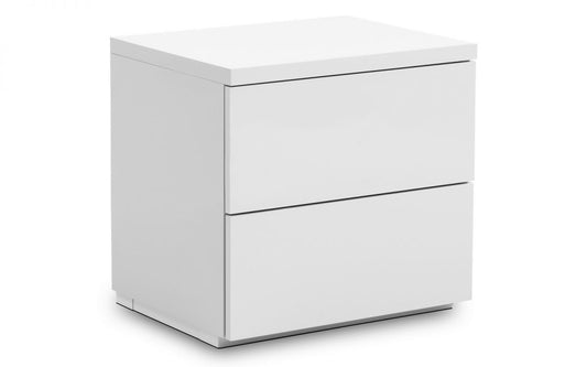 Monaco 2 Drawer Bedside - White High Gloss