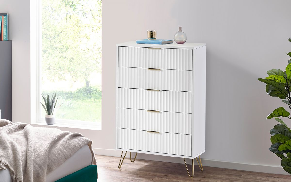 Murano 5 Drawer Chest - Matte White