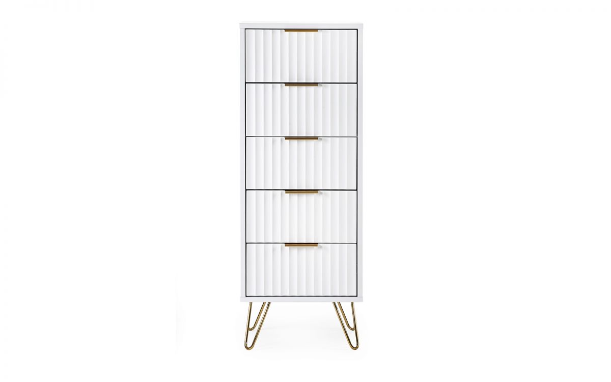 Murano 5 Drawer Tallboy - Matte White