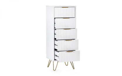 Murano 5 Drawer Tallboy - Matte White