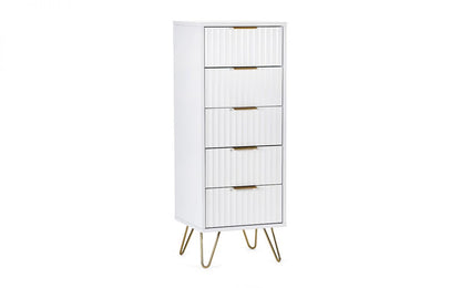 Murano 5 Drawer Tallboy - Matte White